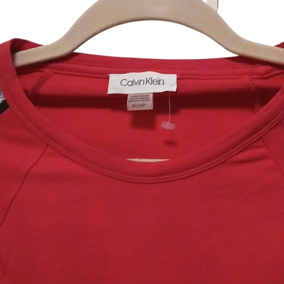 Calvin Klein -NWT Red Mini Dress W/Faux Snake Skin Embellishment On Short Sleeve - Picture 6 of 12